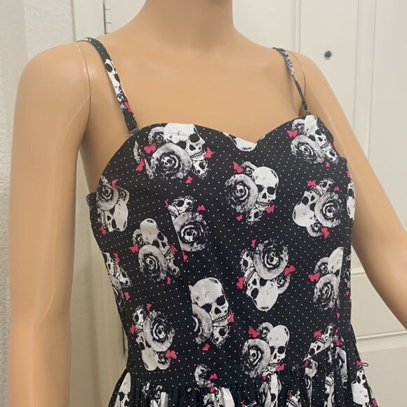 Hot Topic Sz Large 💯 Cotton Skulls Skeletons Butterfly’s Spaghetti Strap Dress - Picture 4 of 8